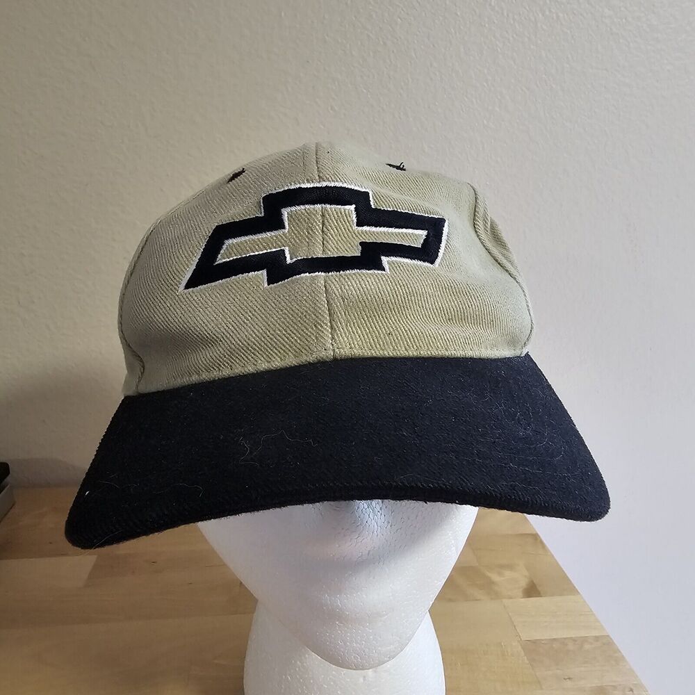 Chevy Bowtie‎ Logo Hat Chevrolet Embroidered Tan/Black Adjustable Strapback